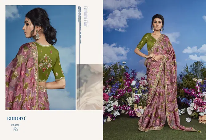 Bagicha By Kimora Brasso Designer Printed Party Wear Sarees Wholesale Shop In Surat